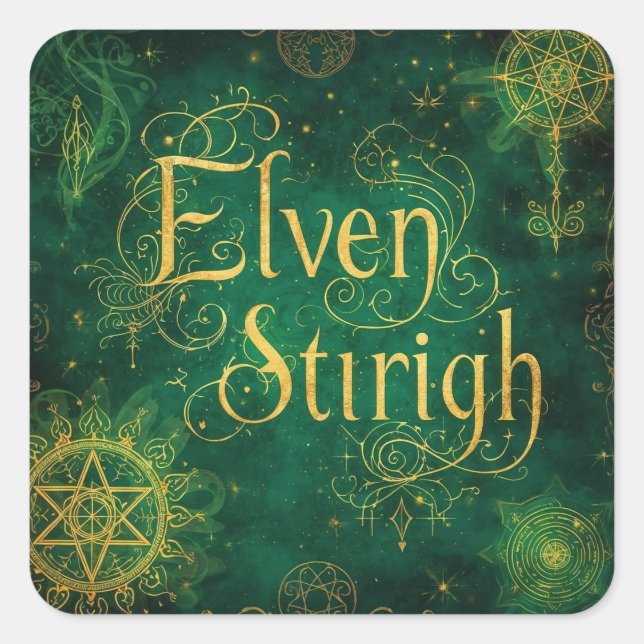 Sticker Carré Elven Stirigh – Sigils in Green (Devant)