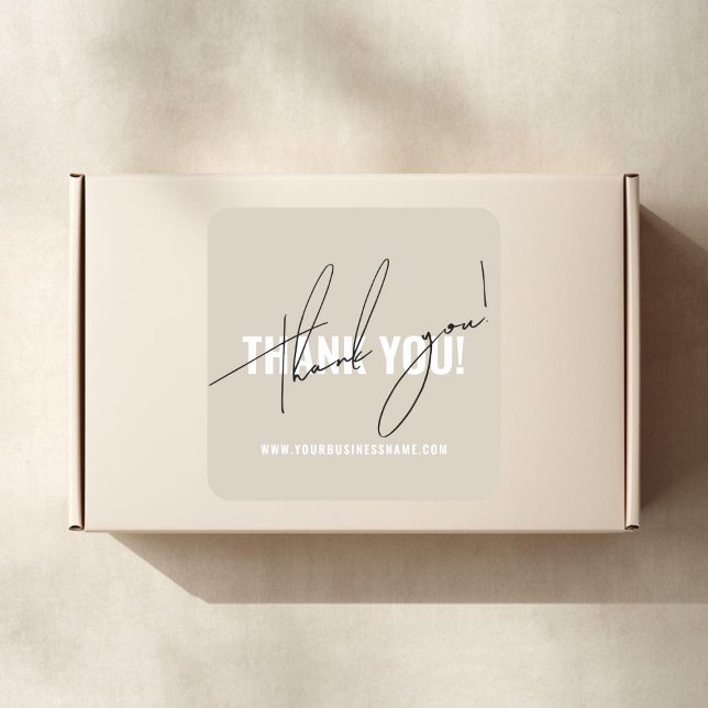 Sticker Carré Emballage beige moderne merci (Créateur téléchargé)