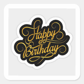 Sticker Carré Emballage Cadeau pour Célébration d'Anniversaire