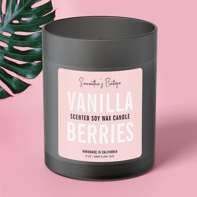 Sticker Carré Emballage de bougie ou de produit de bain rose fém (Créateur téléchargé)