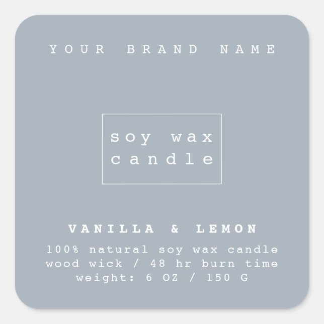 Sticker Carré Emballage de cosmétiques bleu moderne bougie (Devant)