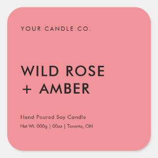 Sticker Carré Emballage Rose Simple Minimaliste Élégant Moderne