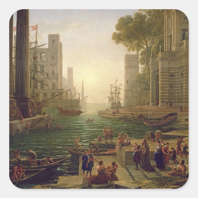 Sticker Carré Embarquement de St. Paula Romana à Ostia, 1637-39 (Devant)