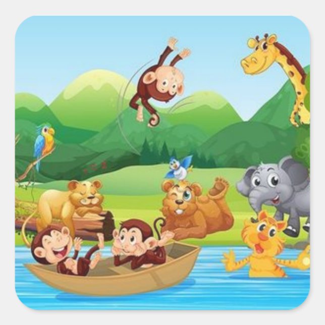 Sticker Carré Embarquez sur une mini aventure Safari (Sticker St (Devant)