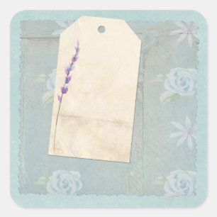 Sticker Carré Embellissement minable floral bleu d'album