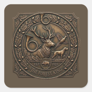 Sticker Carré Emblème de bronze de pavillon de chasse