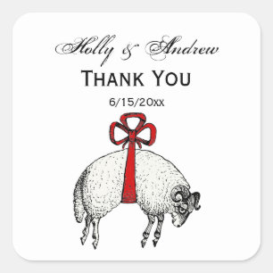 Sticker Carré Emblème de crête de mouton bélier à laine rubanée