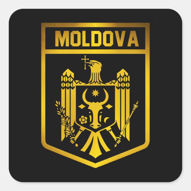 Sticker Carré Emblème de Moldavie (Devant)