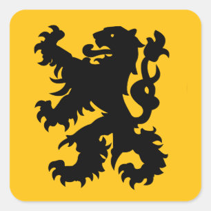 Sticker Carré Emblème du Lion flamand