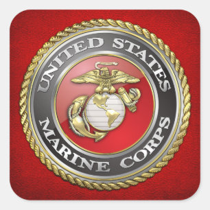 Sticker Carré Emblème du Marine Corps (USMC) des États-Unis [3D]