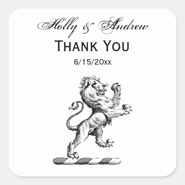 Sticker Carré Emblème héraldique du lion debout (Devant)