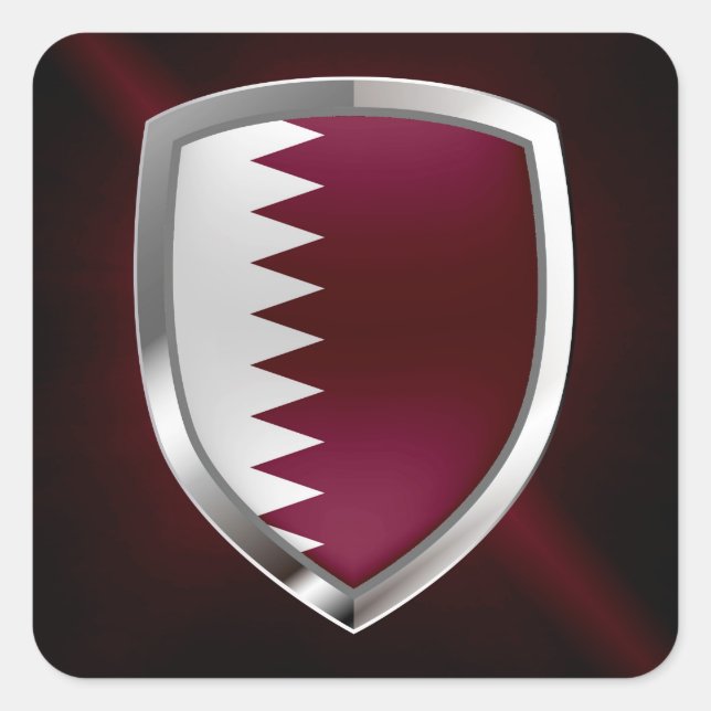 Sticker Carré Emblème métallique du Qatar (Devant)