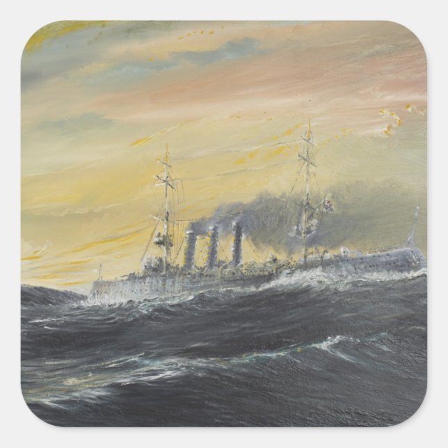 Sticker Carré Emden surfe les vagues Océan Indien 1914 2011 (Devant)