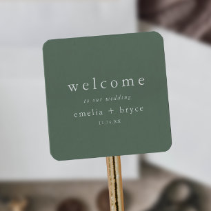 Sticker Carré EMELIA Sage Green Mountain Mariage Welcome Bag