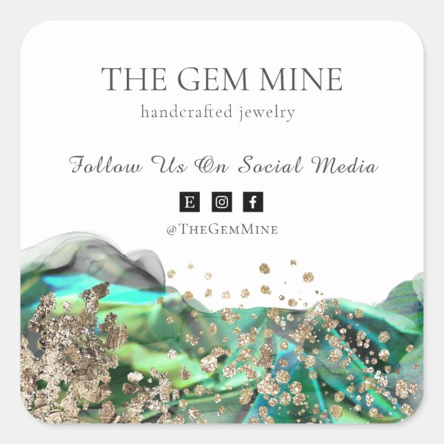 Sticker Carré Emerald Agate Petite entreprise (Devant)