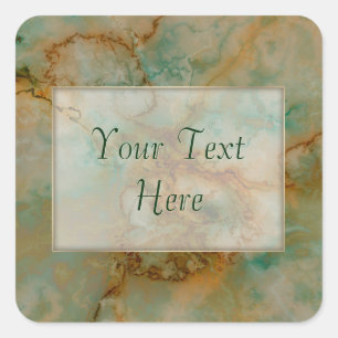 Sticker Carré Emerald Green et cuivre Gold Marble