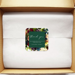 Sticker Carré Emerald Green Moody Floral Bourgogne Mariage