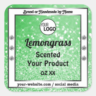 Sticker Carré Emerald Green Sparkle Parties scintillant Logo Éti