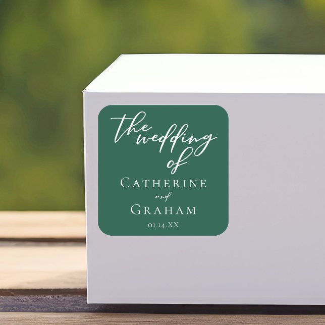 Sticker Carré Emerald Green Typographie Mariage forestier (Créateur téléchargé)
