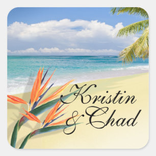 Sticker Carré EMERALD WATERS Plage tropicale Mariage