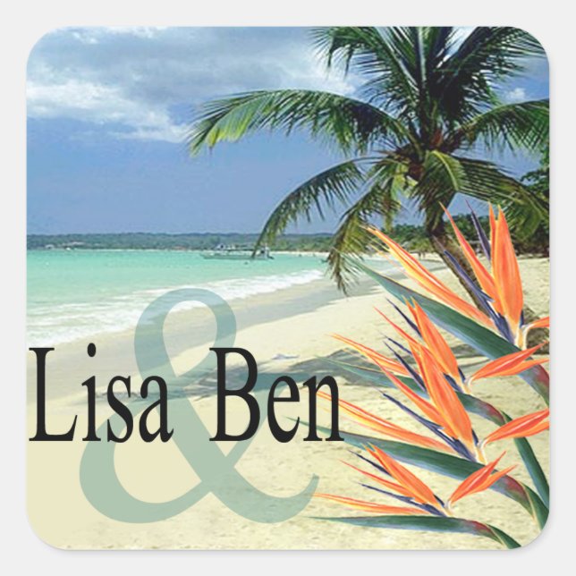 Sticker Carré Emerald Waters Tropical Beach (Devant)