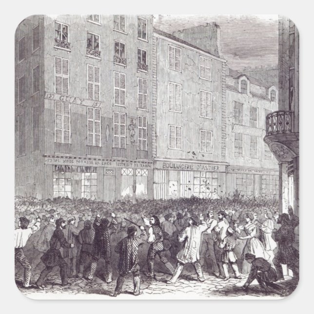 Sticker Carré Émeute au pain, rue du Faubourg St. Antoine (Devant)