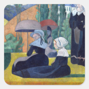 Sticker Carré Emile Bernard Breton Femmes avec parapluies