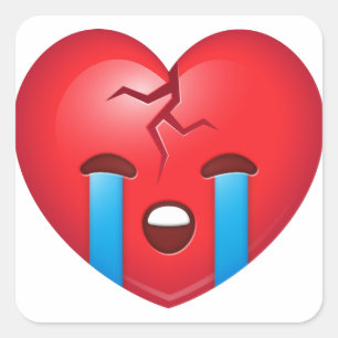 Sticker Carré Emoji coeur brisé triste