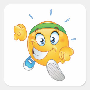 Sticker Carré Emoji de jogging heureux Cartoon Runner