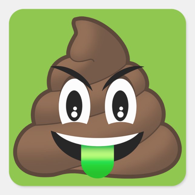 Sticker Carré Emoji, fou fou de langue verte (Devant)