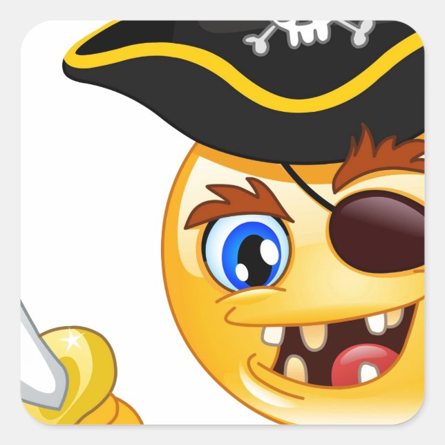 Sticker Carré emoji pirate (Devant)