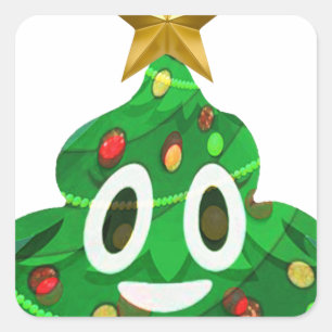 Sticker Carré Emoji Poop Arbre de Noël