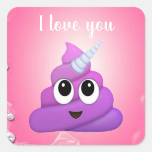 Sticker Carré Emoji Poop de licorne magique personnalisée
