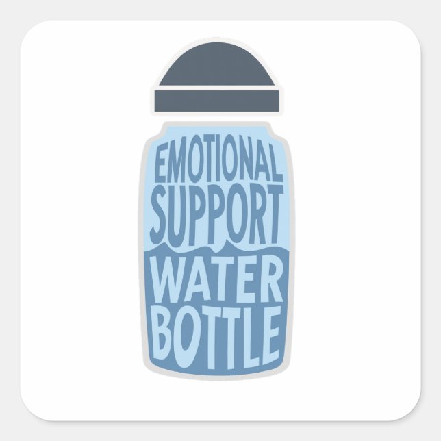 Sticker Carré Emotional Support Water Bottle – Funny  (Devant)