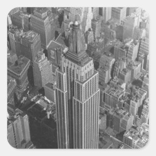 Sticker Carré Empire State Building aérien vintage de