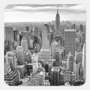 Sticker Carré Empire State Building Black White New York City