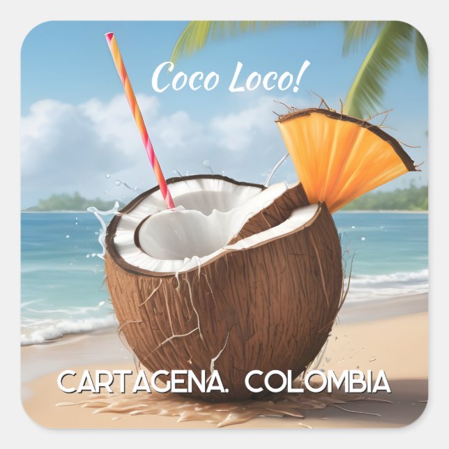 Sticker Carré Emplacement personnalisé Coco Loco (Devant)