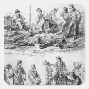 Sticker Carré Employés près du nouveau bureau de poste de la vil