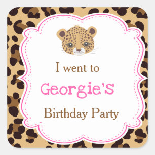 Sticker Carré Empreinte de léopard Pink Quatrefoil 'Je suis allé