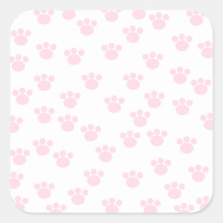 Sticker Carré Empreinte de patte animal. Motif rose clair et bla