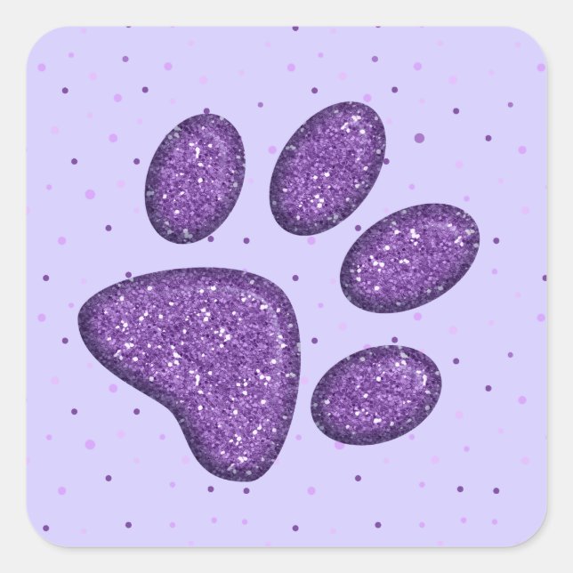 Sticker Carré empreinte de patte de chat mousseux - violet (Devant)