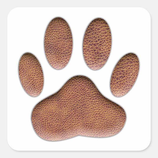 Sticker Carré Empreinte de patte de chien de Texture en cuir (Devant)