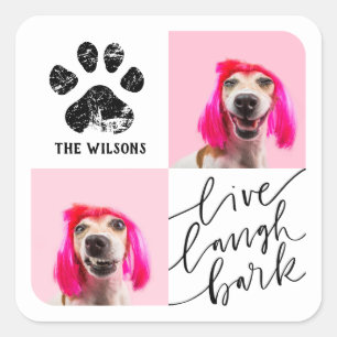 Sticker Carré Empreinte de patte de chien personnalisée 2 Photo