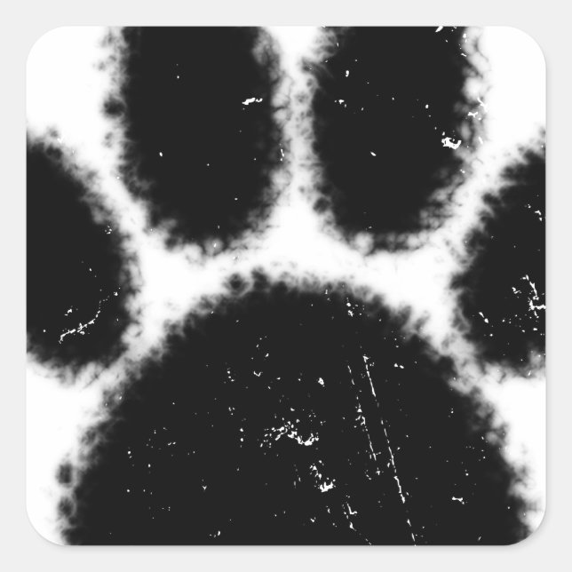 Sticker Carré Empreinte de patte De Chien Rough Et Distressed (Devant)