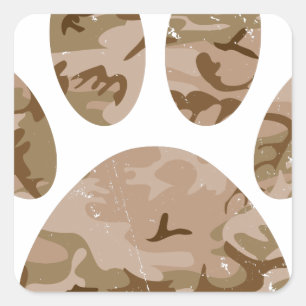 Sticker Carré Empreinte de patte en détresse de Camo Dog du dése