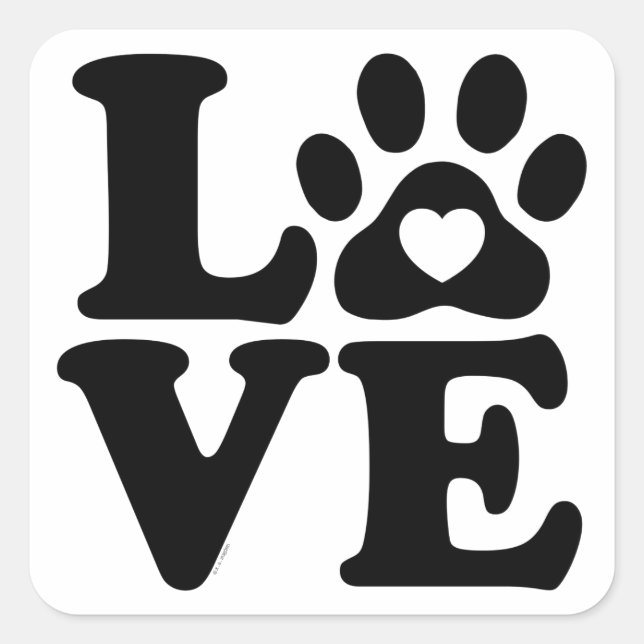 Sticker Carré Empreinte de patte Love Dogs (Devant)