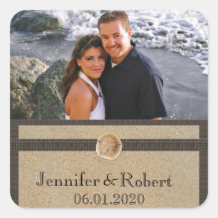 Sticker Carré Empreintes dans le Mariage de sable
