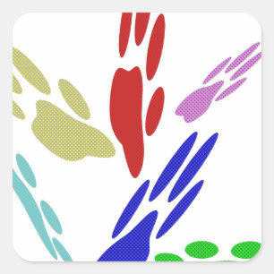 Sticker Carré Empreintes de pattes de chiens avec Pois