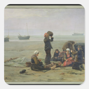 Sticker Carré En attendant le Poisson, Berck-sur-Mer