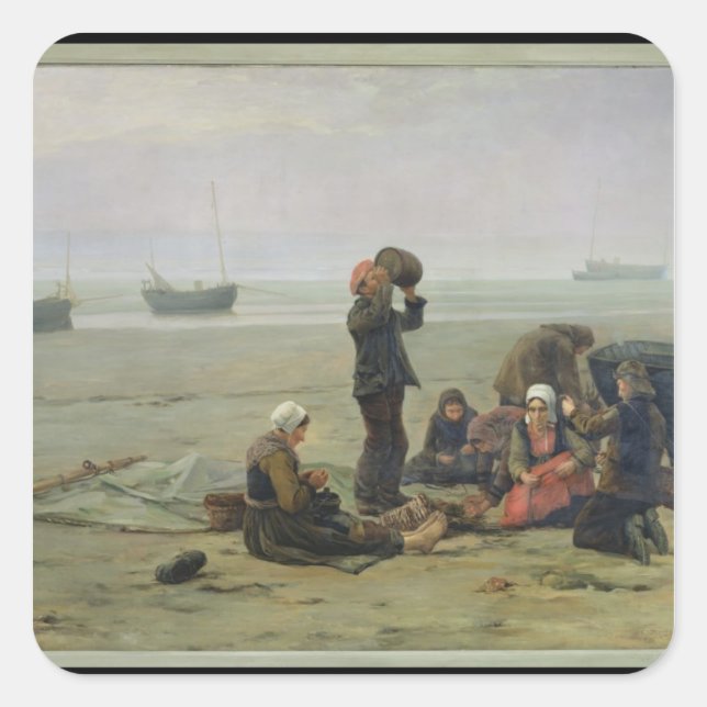 Sticker Carré En attendant le Poisson, Berck-sur-Mer (Devant)